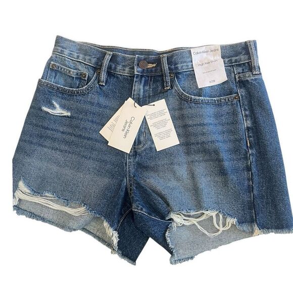 Calvin Klein Jeans Cut Off Denim Shorts High Rise Sz 6 NWT Deadstock - Picture 1 of 5